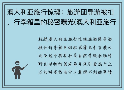 澳大利亚旅行惊魂：旅游团导游被扣，行李箱里的秘密曝光(澳大利亚旅行视频)