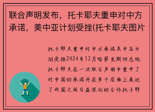 联合声明发布，托卡耶夫重申对中方承诺，美中亚计划受挫(托卡耶夫图片)